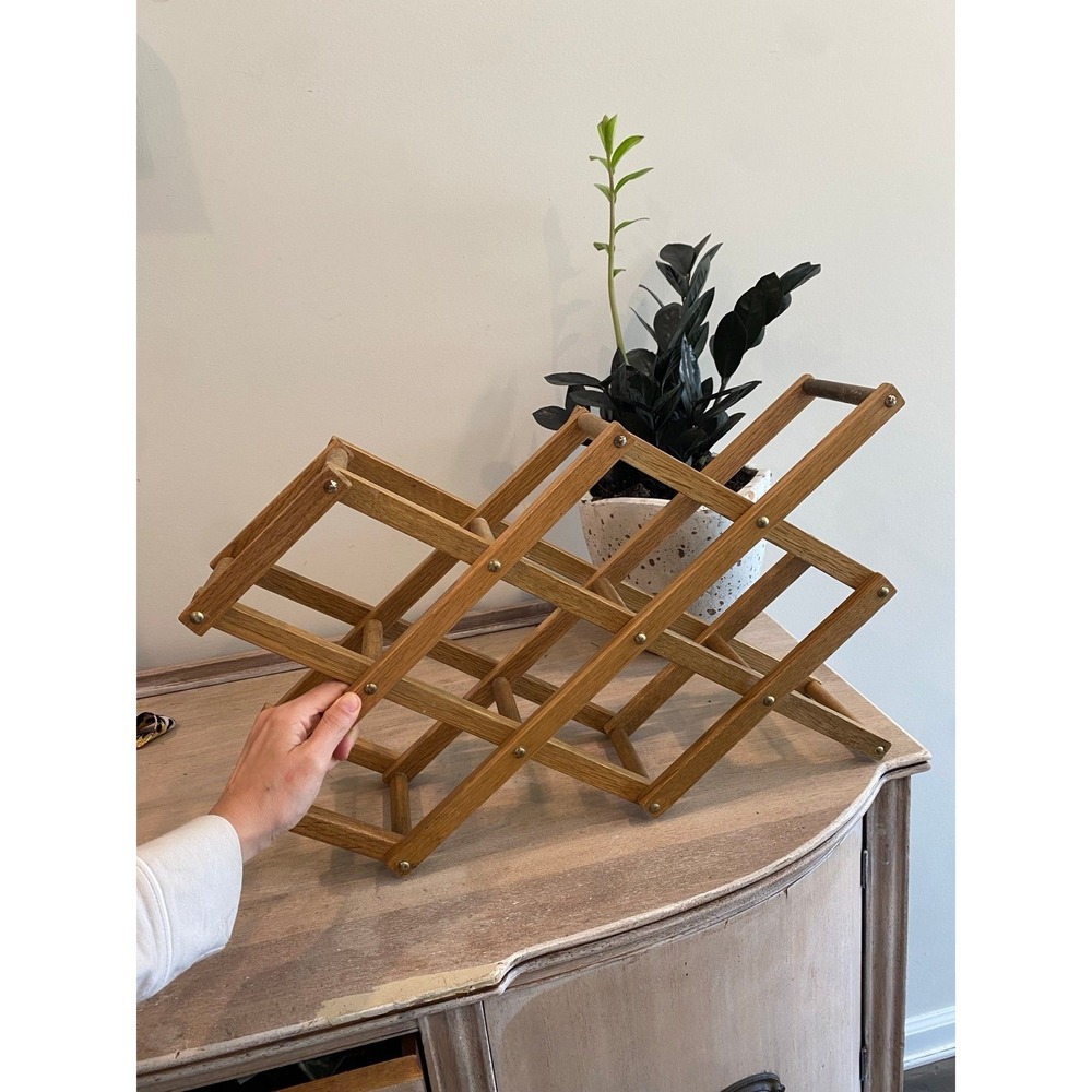 Vintage Accordion Wood Wine Rack